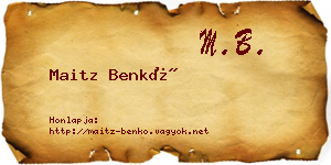 Maitz Benkő névjegykártya